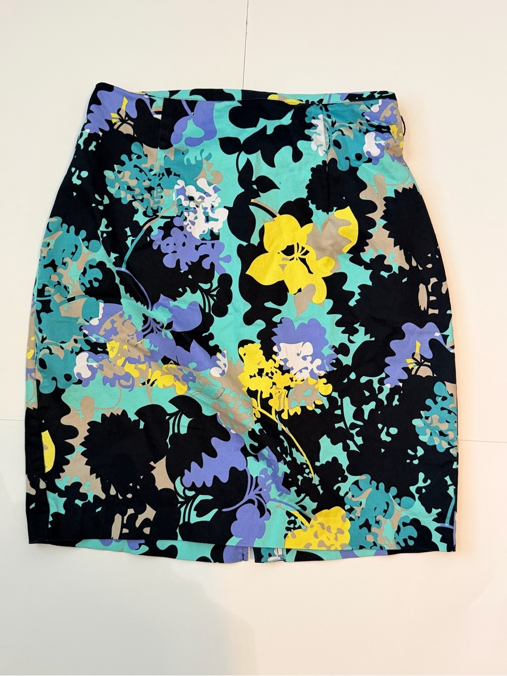 Worthington Floral Pencil Skirt in Black, Turquoise & Yellow